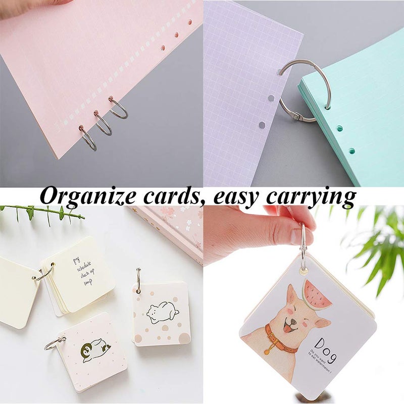 Antner 100Pcs 1 Inch Loose Leaf Binder Rings Nickel Plated Metal Office Book Rings Clips Keychain Keyrings for Index Cards, Flashcards, Notebooks, Photos, Scrapbooks, Home Office Supplies, Silver - Image 5